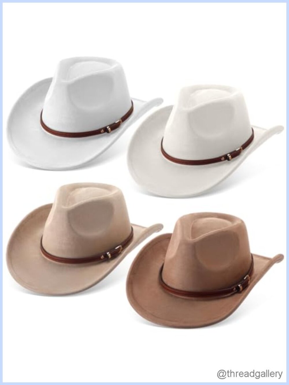 Felt Cowboy Hat Western Wide Brim Belt Buckle Unisex Adults